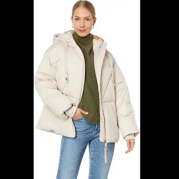 Avec Les Filles Blush Pink Rose Gold Water Resistant Puffer Coat Winter Jacket - Picture 1 of 16